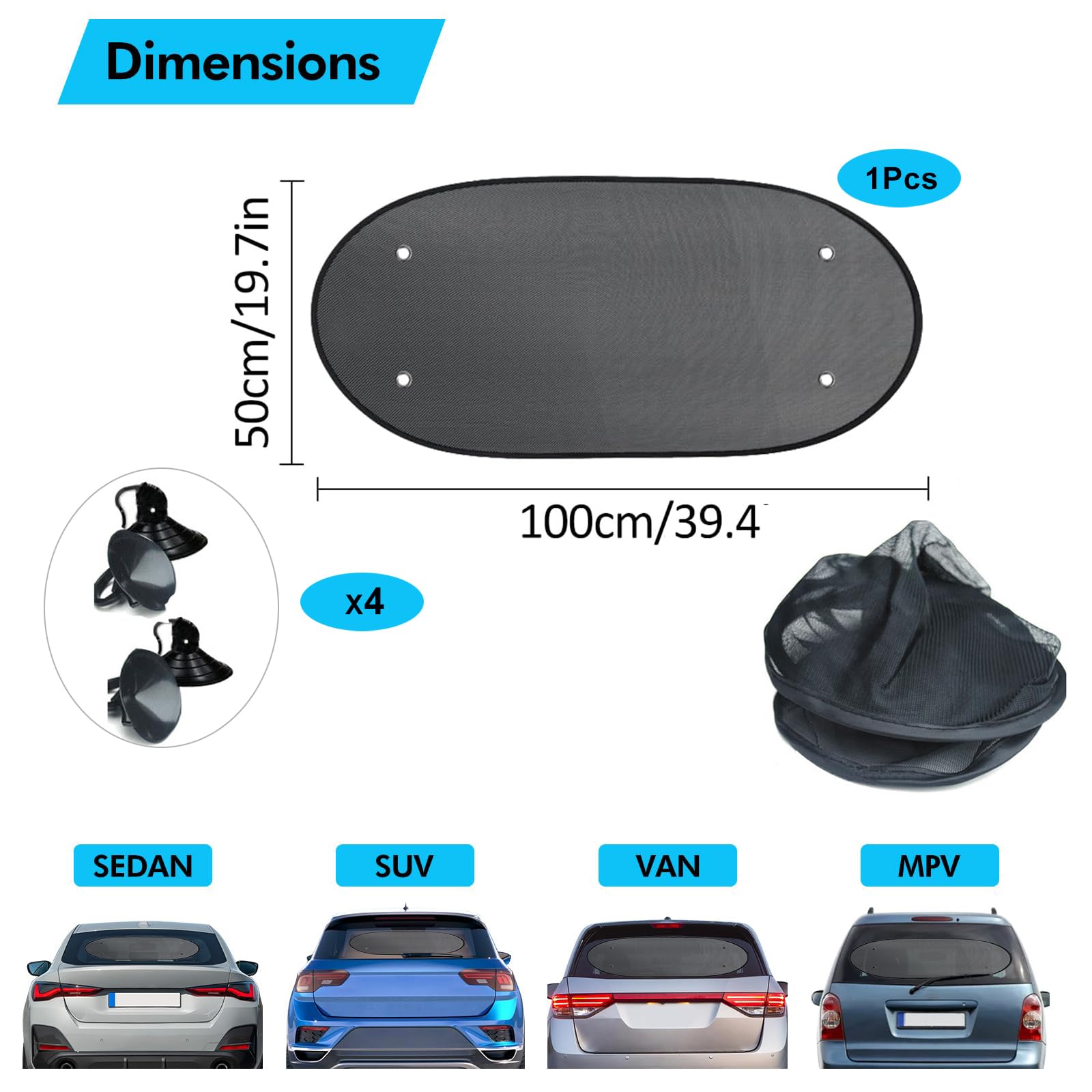 Parasole Auto Per Bambini - 2 Pezzi 44x36 Cm, Oscuranti Con Ventosa - Foto 5