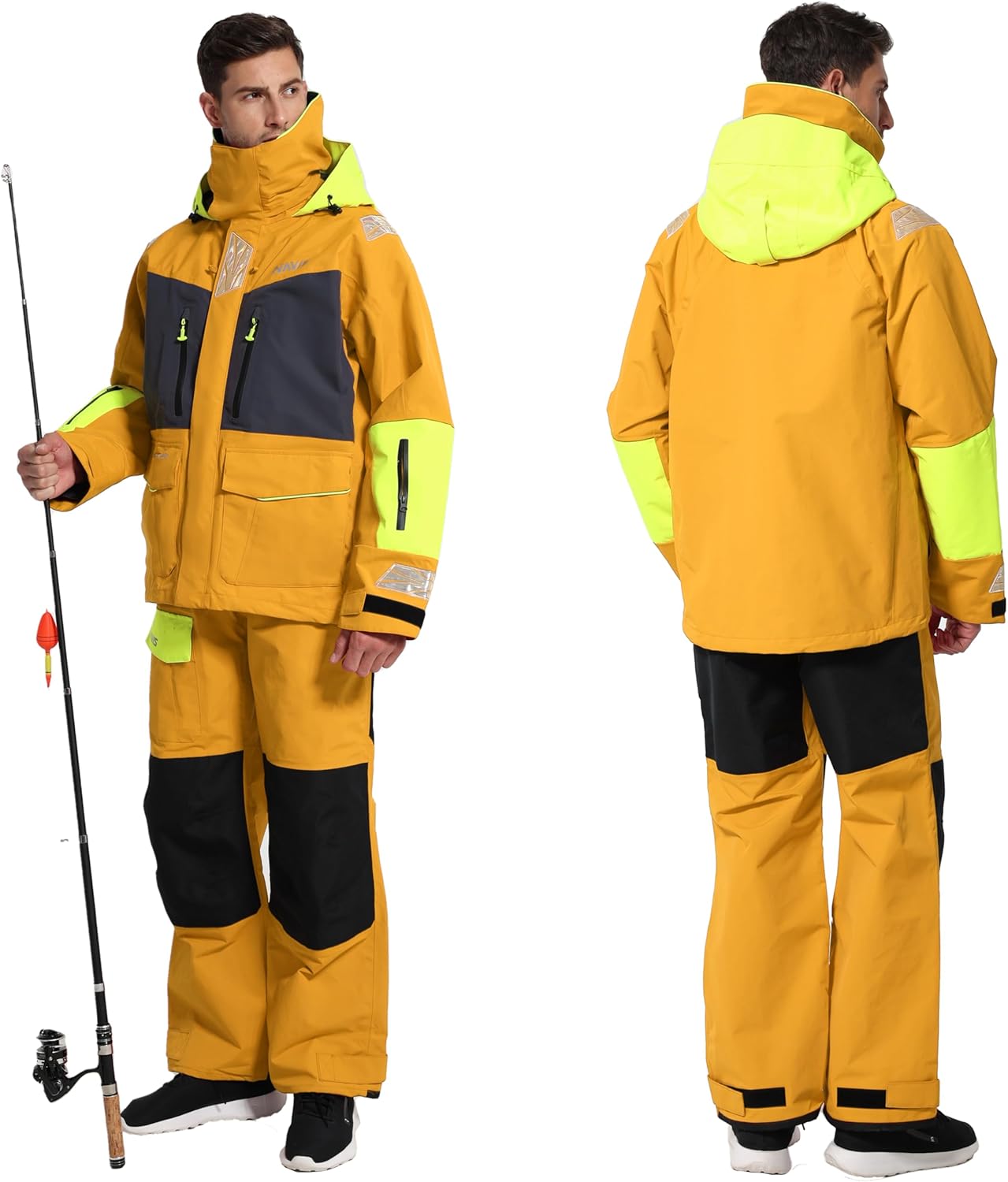 Men's PRO 3-Layer Waterproof Sailing Jacket with Hi-Vis Hood for Offshore Fishing & Ocean Work - Image 5