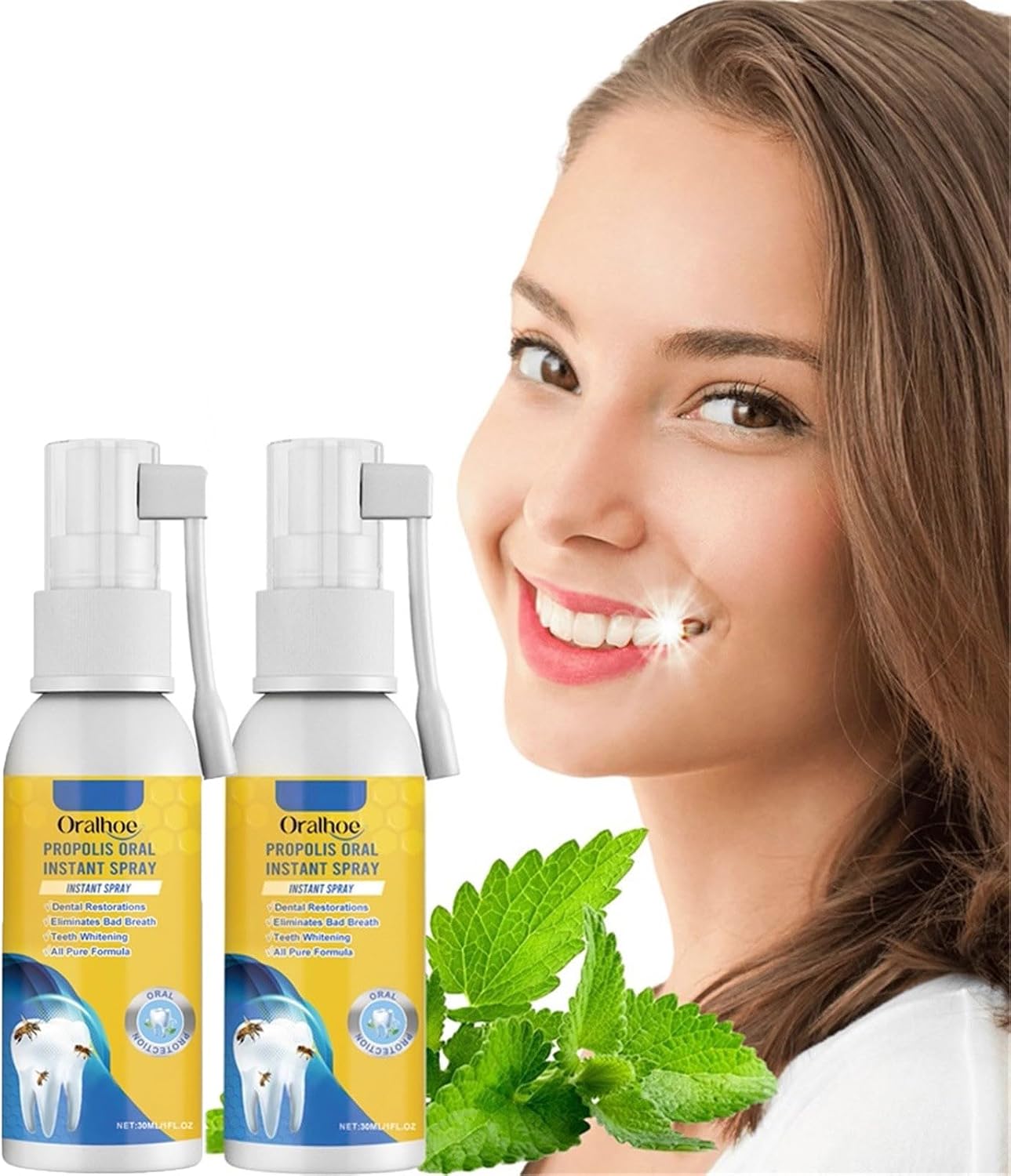 Furzero Propolis Oral Instant Treatment Spray, Propolis Oral Health Spray, Propolis Oral Health Spray, Teeth Total Care Mouthwash, Teeth Whitening Mouthwash, Refreshing Breath, 30 ml 2 Pieces