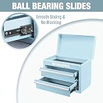 WORKPRO Mini boîte à outils en métal, coffre à outils supérieur contenant deux tiroirs avec glissières à billes, doublures de tiroir en PVC et pieds en PP, boîte à outils durable en acier laminé à froid pour rangement polyvalent