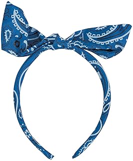 Fun Express - Bandana Print Bow Headband Blue 1 pc for Fourth of July - Apparel Accessories - Hats - Head Boppers - Fourth of July - 1 Piece