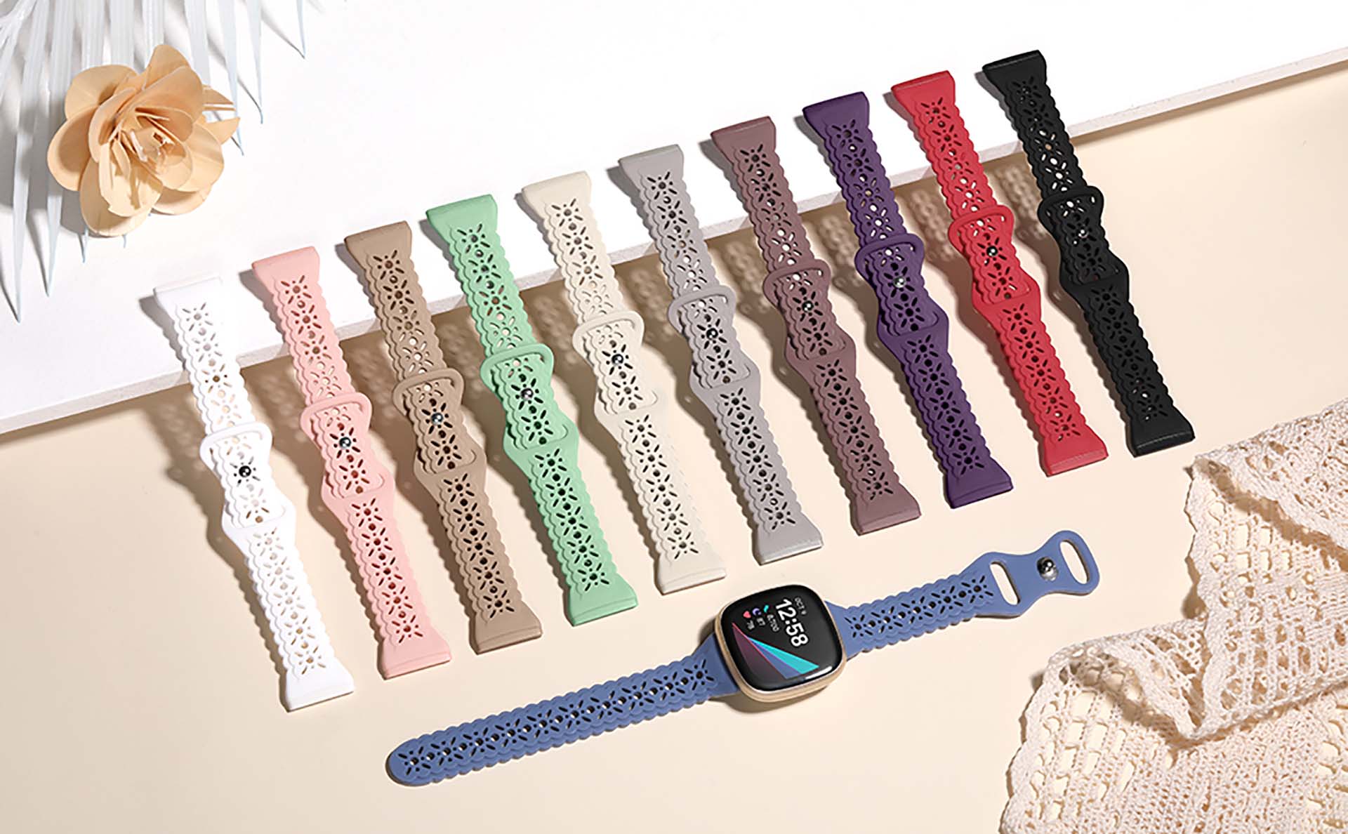 Pack de 4 correas de silicona Dirrelo para Fitbit Sense y Versa miniatura 7