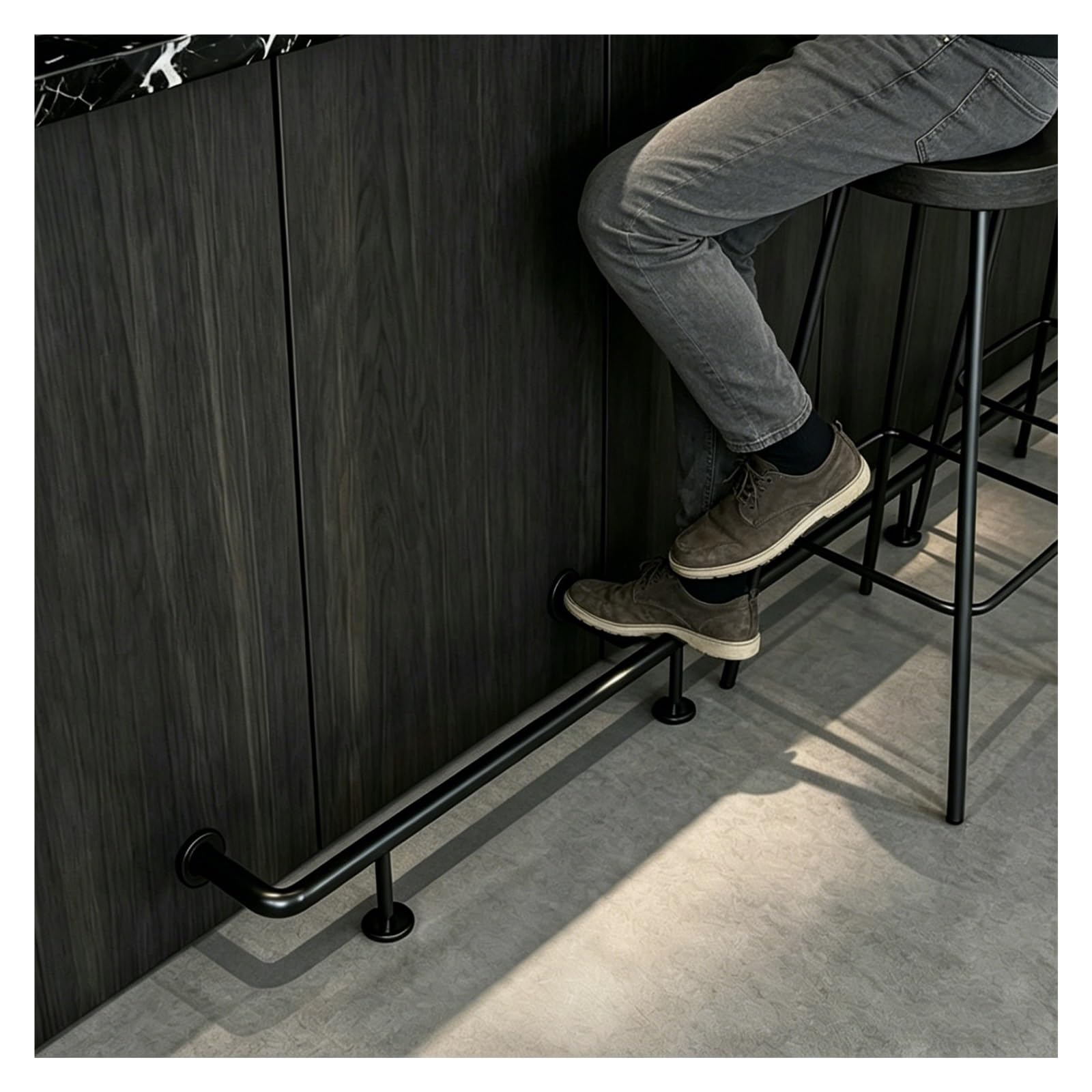 ZJKXJH Bar Foot Rail 2-20 ft length, Stainless Steel Foot Support Bar for Indoor and Outdoor, Floor Mount Foot Rest Rod for Kitchen/Restaurant/Office(Black,0.70m/2.3ft)
