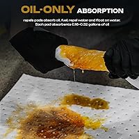 Vista 4 de Almohadillas absorbentes de aceite, 16 x 20 pulgadas, solo aceite, paquete de 100 unidades, control industrial de derrames para aceite y combustible