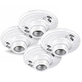 (4 Pack) Keyless Plastic Lamp Holder - One-Piece Medium Base, E26 Socket Outlet Box Mount, 660W, Porcelain Socket Holder for Ceiling Lighting, LED and Incandescent Light Bulbs, Keyless Light Base
