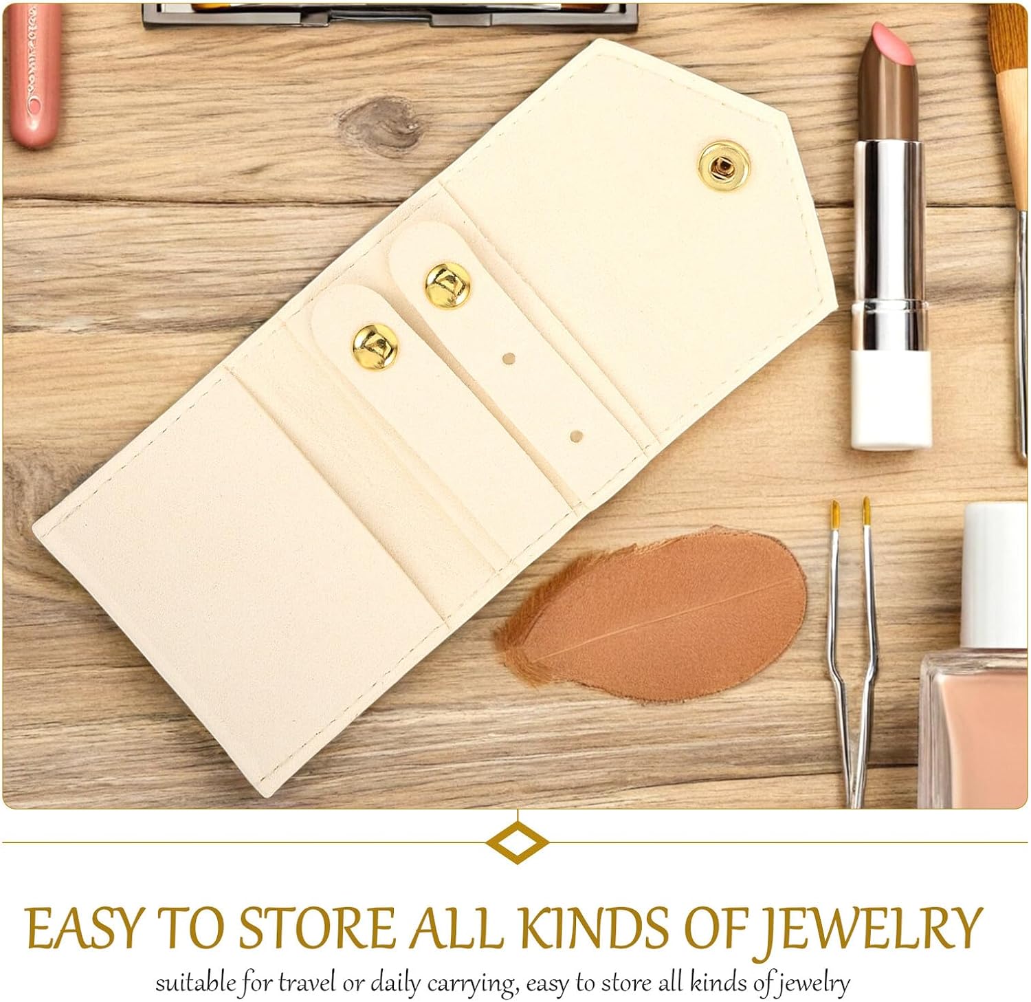 Portable Travel Jewelry Roll Organizer Bag Small Foldable Jewelry Pouch with Zipper for Earrings Necklaces Rings Compact Luggage Holder for Women Daily Use