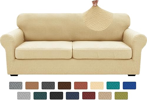 Miniatura 70 de XINEAGE - Fundas para sofá de 3 piezas, para sofá de 2 cojines extragrandes, funda súper elástica para sofá de 2 asientos, funda universal para sofá