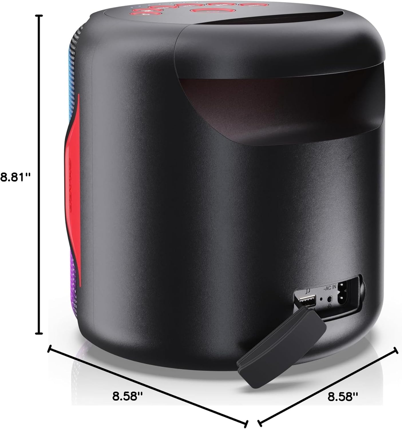 SHARP PS-921BK 120 W Bluetooth Party Speaker - Deep Bass, LED Lights, 3.5 mm Aux Input and USB, Rechargeable Lithium-Ion Battery, 14 Hours Runtime, Waterproof, Portable Party Speaker