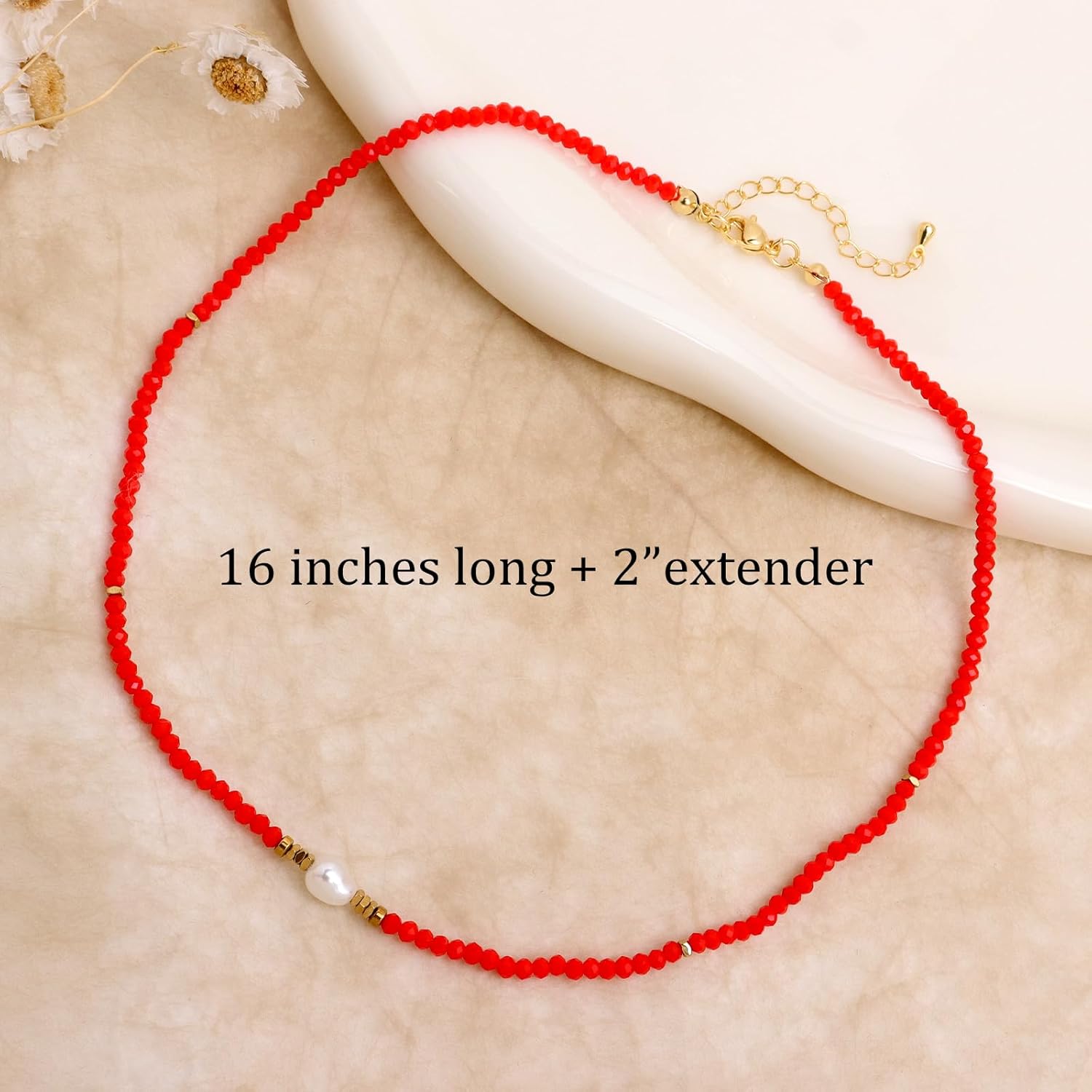 Freshwater Pearl Colorful Gemstone Beaded Stack Choker Necklaces for Women, Handmade Golden Flat Beads Stackable Necklace Fashion Jewelry Gift. - Image 3