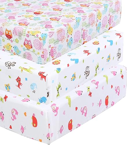 Danica Paquete de 3 sábanas bajeras para cuna de bebé, 100% algodón, para niños y niñas, sábanas estándar para colchón para cuna y niño pequeño, 28