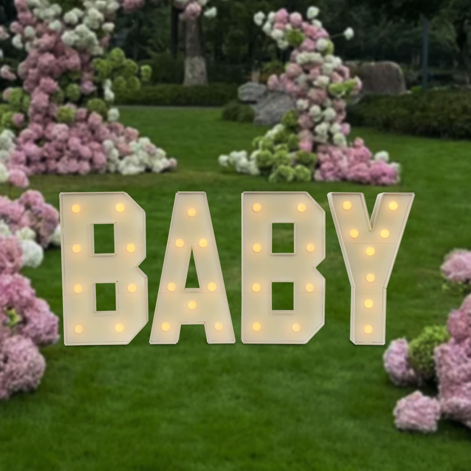 Lettere luminose giganti BABY LED in altezza 70 cm, ragazzo e ragazza, decorazione per baby shower, Gender Reveal Party, feste di nascita, compleanni