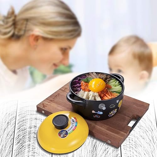 Miniatura 5 de Olla de cerámica de arcilla para cocinar utensilios de cocina, estufa de cocina, patrón de dibujos animados, olla caliente de arcilla, olla de sopa,