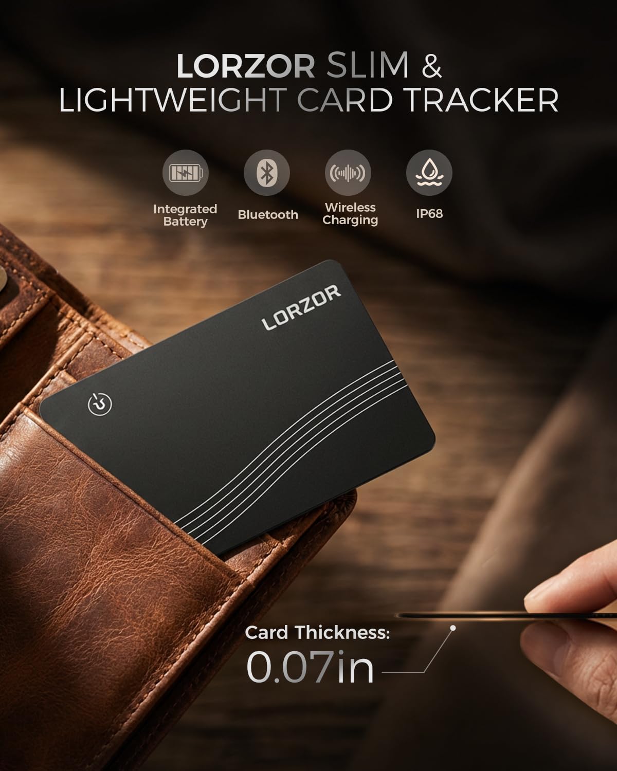 Wallet Tracker Card (iOS Only) Apple MFi Certified Slim Tracking Card, Rechargeable Bluetooth AirTag Smart Card for Apple Find My, GPS Item Finder IP68 Waterproof Locator for Keys, Pets, Luggage