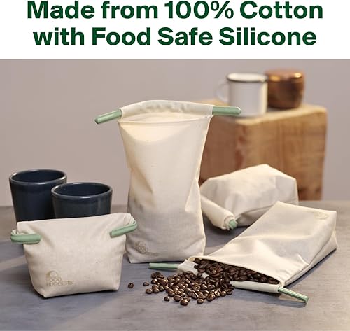 Miniatura 3 de Food Huggers Almacenamiento sostenible de café  Bolsa de frijoles a granel  Respetuoso con el medio ambiente, cero residuos  Sin BPA  Silicona apta