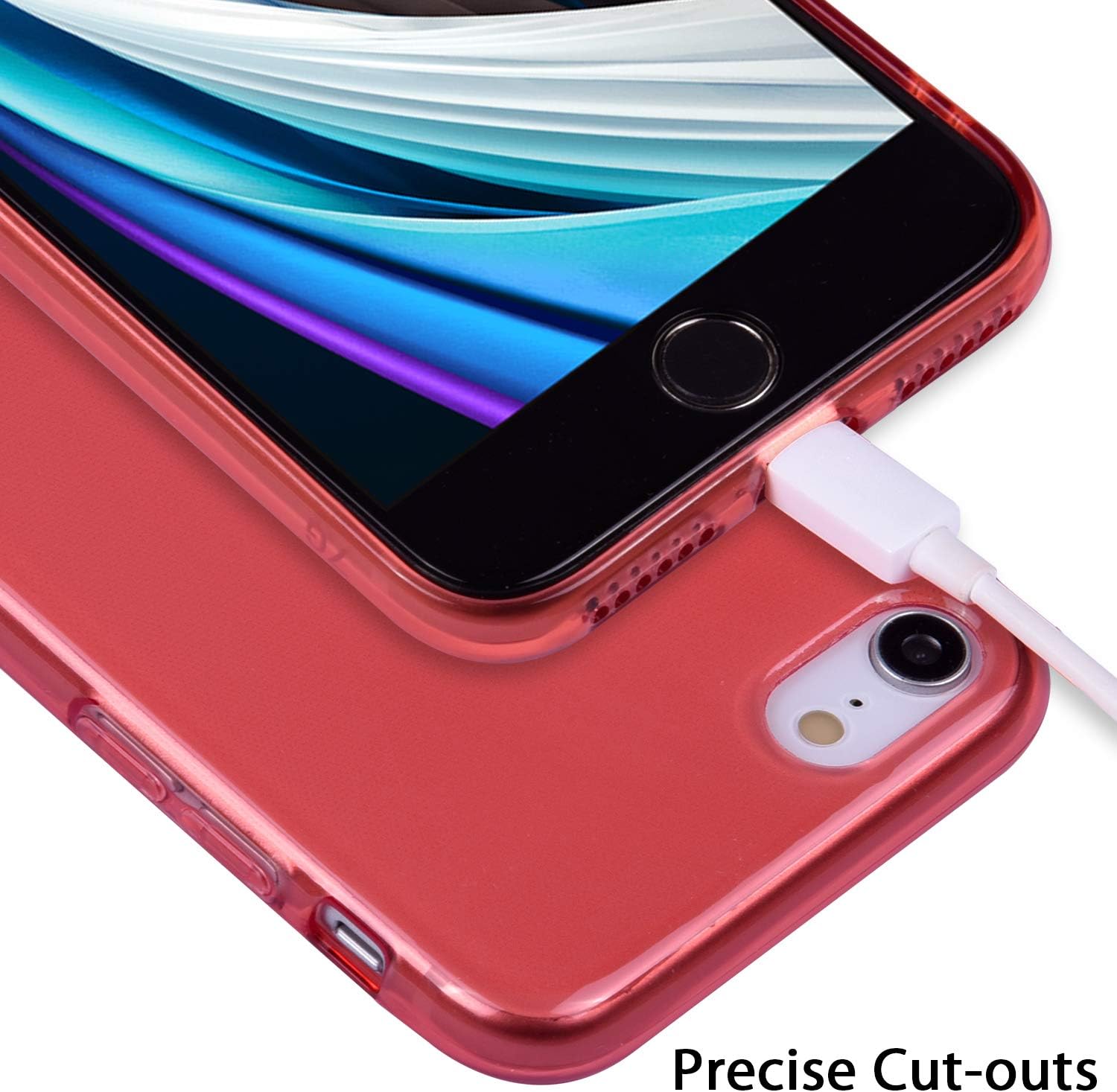 Wisdompro Case for iPhone SE 2022/2020, for iPhone 8, for iPhone 7, Bundle of 5 Pack Colorful Soft TPU Gel Slim Fit Protective Case Cover for iPhone SE3/SE2/8/7 (Blue, Aqua, Hot Pink, Yellow, Red)