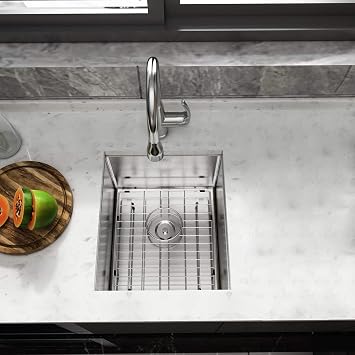 TORVA Bar Sink 13 x 15 Undermount Kitchen Sink 16 Gauge Stainless Steel Bar or Prep Sink Single Bowl