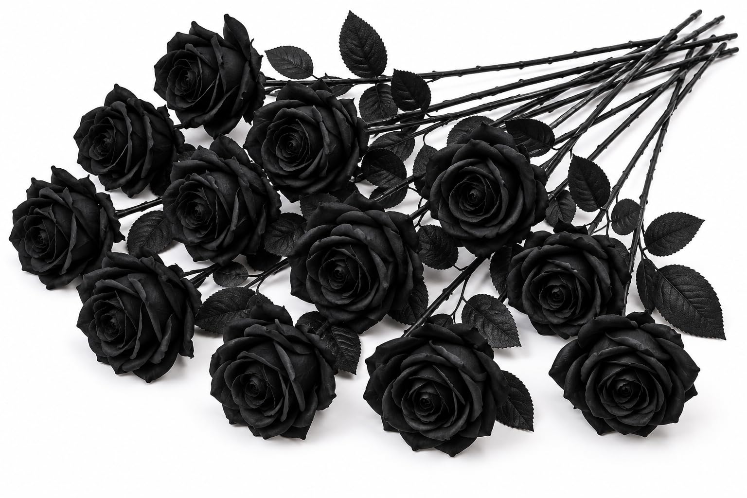 MXHBSTP 12PCS Black Artificial Roses, Beautiful Silk Flowers for Decor. Artificial Silk Roses for Grave Decorations, Halloween Party Table Centrepieces