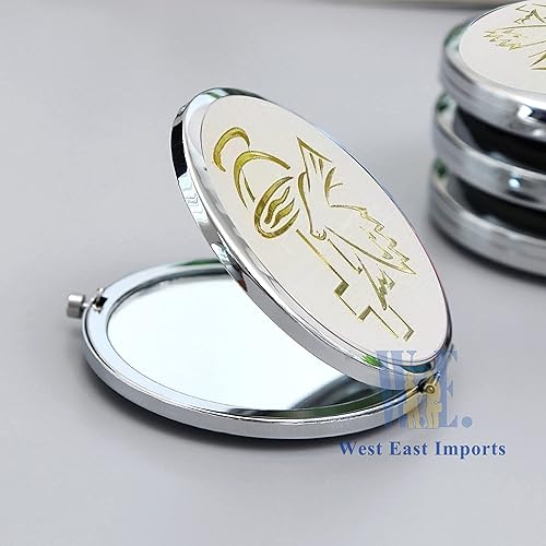 Miniatura 5 de WE 12 piezas de recuerdos de fiesta de bautismo para niño y niña, recuerdos de bautizo/bautizo con bolsas de organza, espejos compactos de