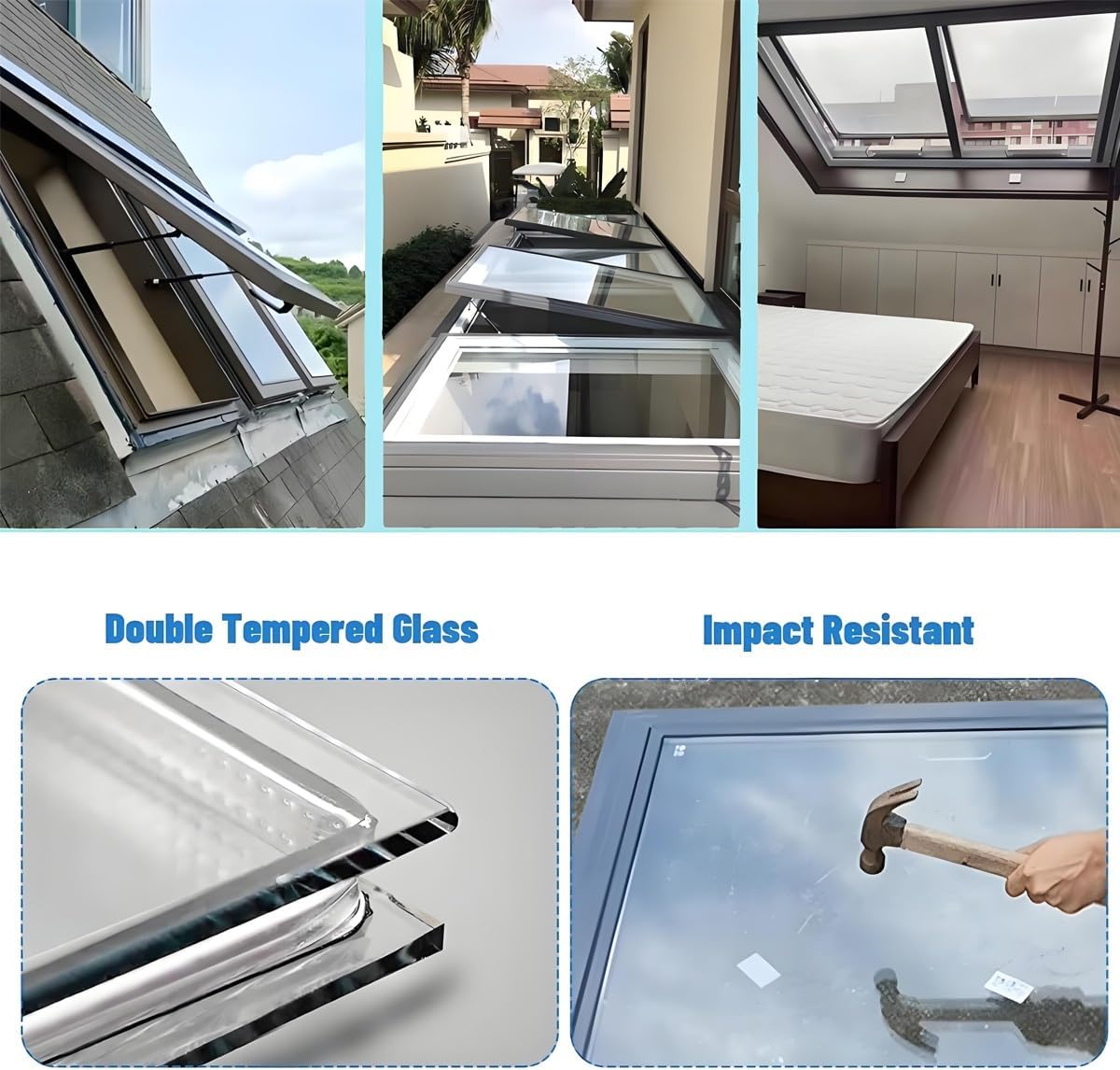 Heavy Duty Skylight House Roof Window, Underground Lighting Well Window with Double Layer Tempered Glass, Venting Deck Viewing Window Cover for Sunroom 20" 24" 28" 34" 35"(35x20)