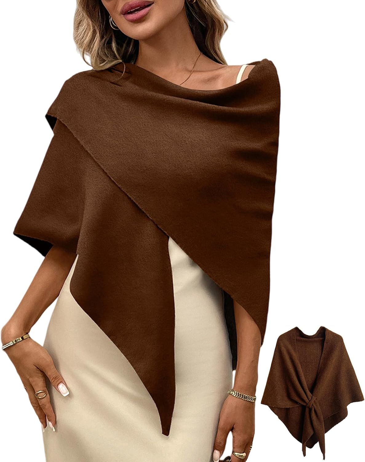 Women's Pashmina Shawl Wraps for Evening Dresses Wedding Bridal Open Front Poncho Cape Soft Large Scarf