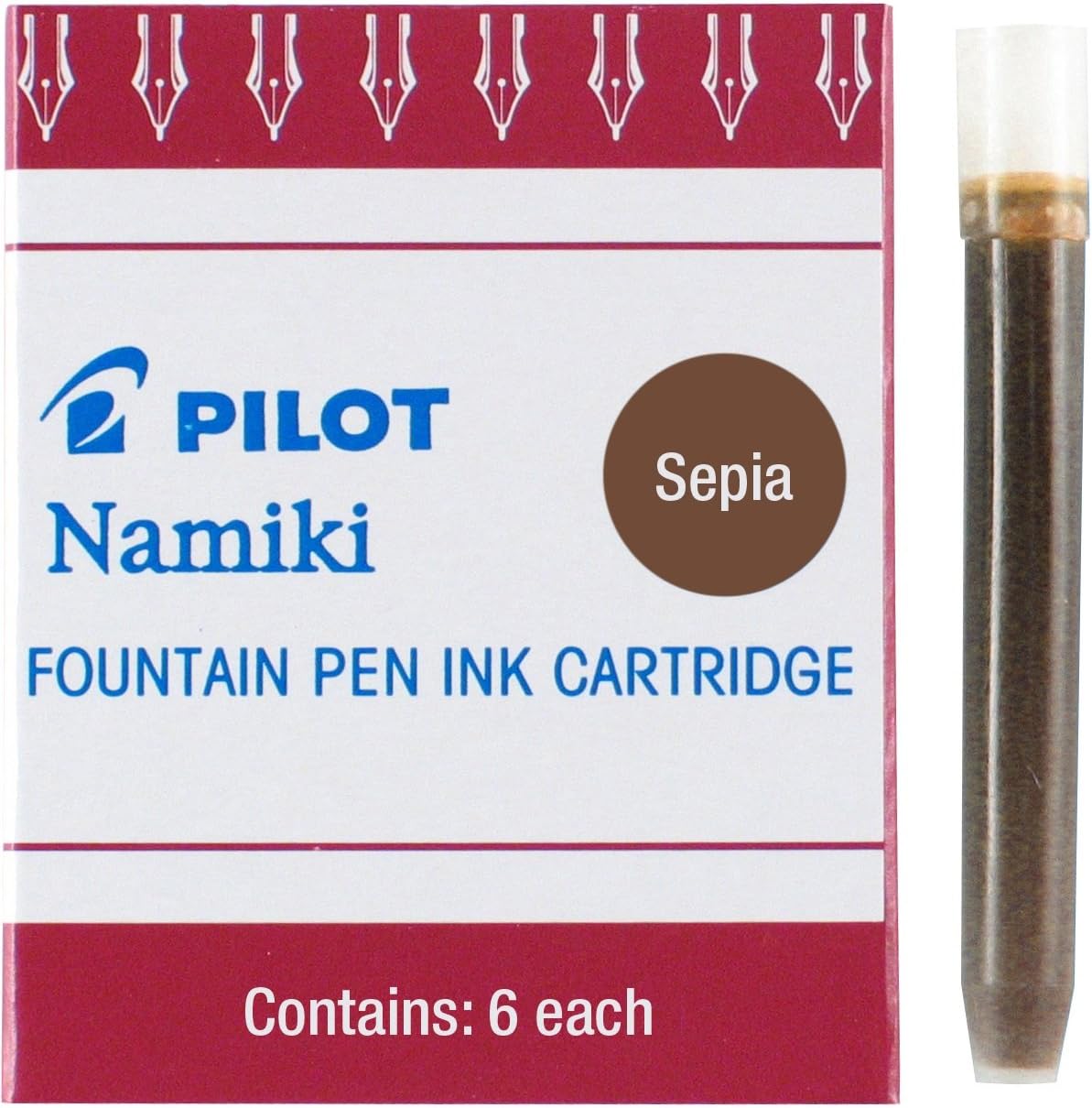 PILOT Namiki IC50 Fountain Pen Ink Cartridges, Sepia, 6-Pack (69006)