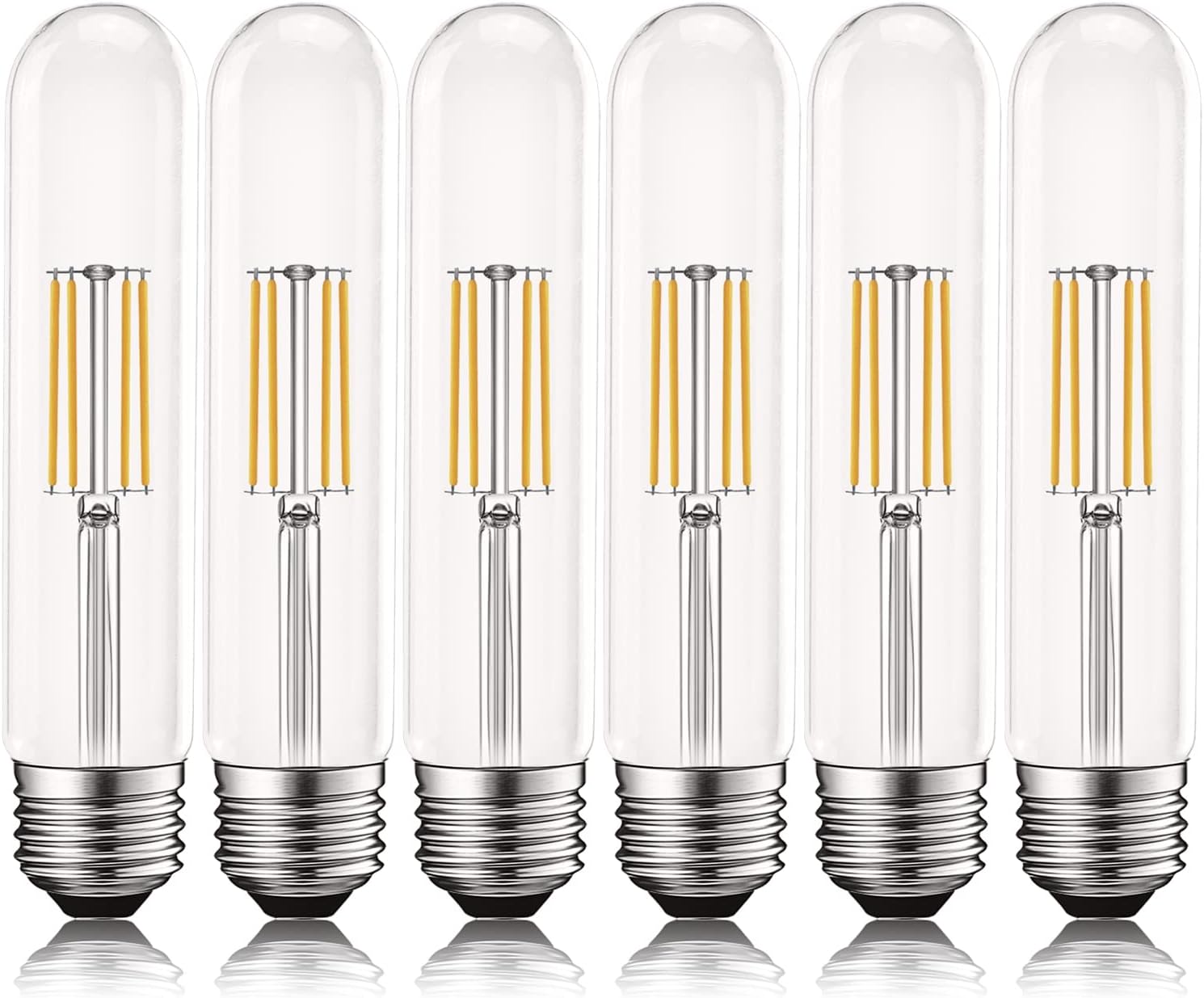 LUXRITE Vintage T9 LED Tube Light Bulbs 60W Equivalent, 3000K Soft White, 550 Lumens, Dimmable Edison Tubular Light Bulbs 5W, Clear Glass, LED Filament Bulb, UL Listed, E26 Standard Base (6 Pack)