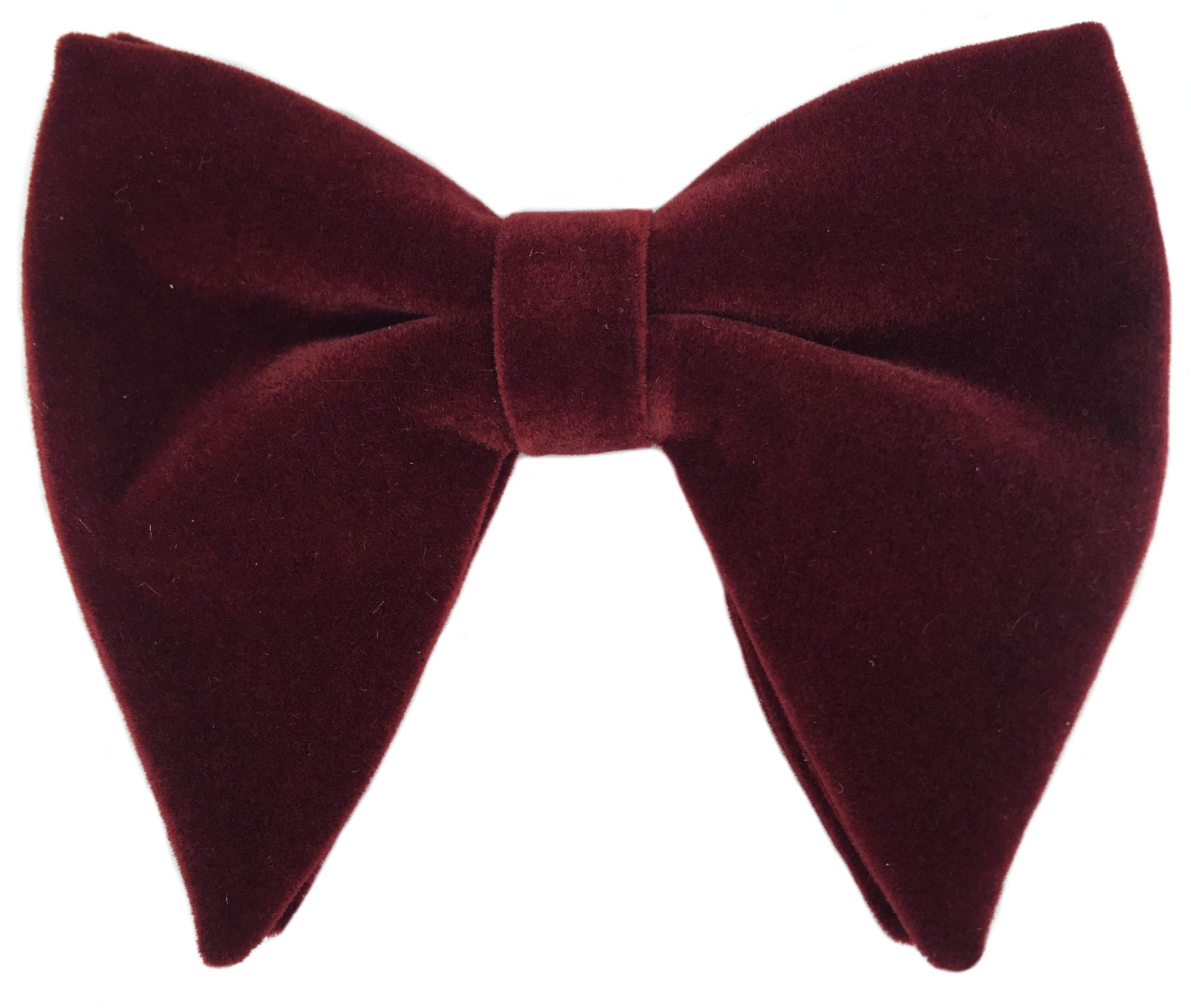 Justar Men's Burgundy Velvet Bow Ties Pre-Tied Oversized Bowtie Formal Tuxedo Butterfly Big Bowties (Burgundy)