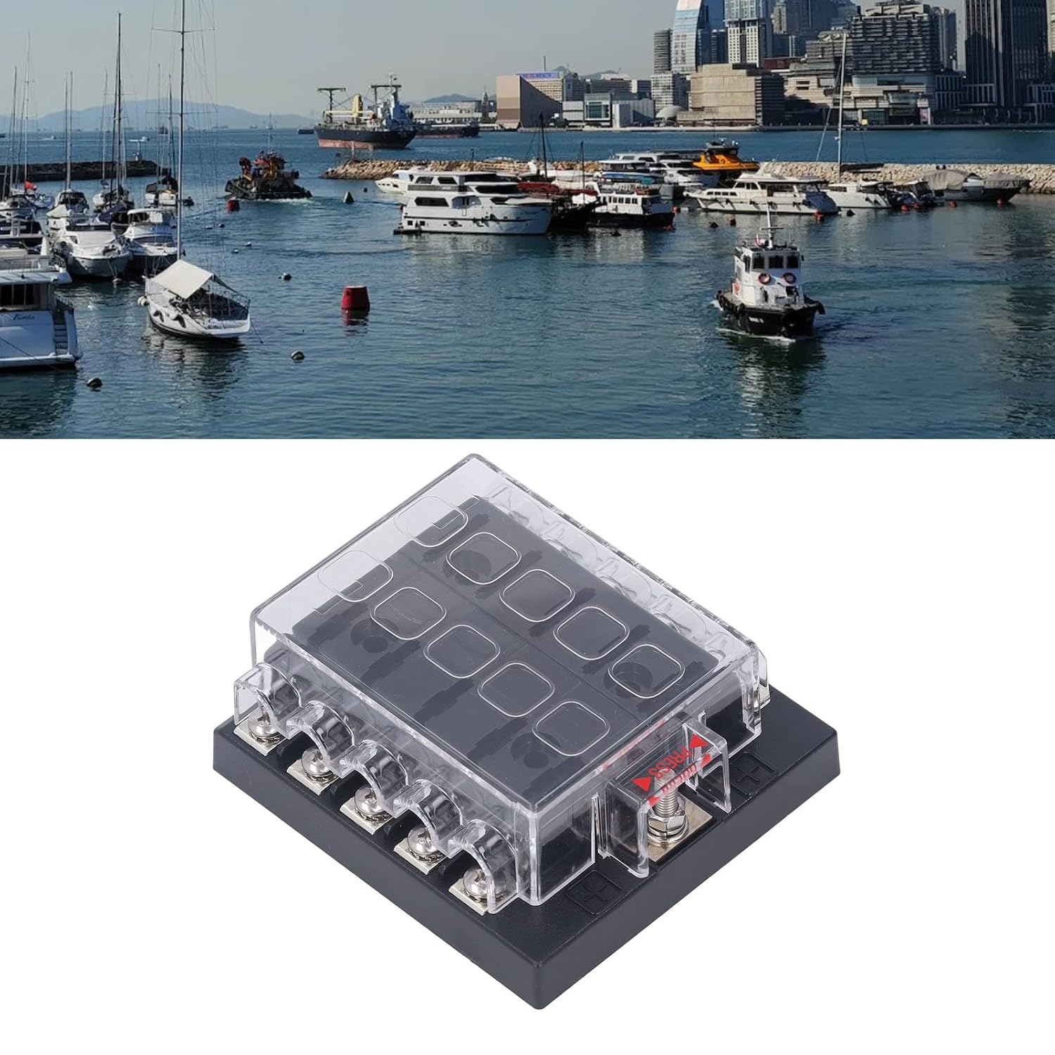 Automotive Box High Conductivity Flame Retardant ABS 10 Way Blade Block Simple Wring 12?36VDC for Medium Insert