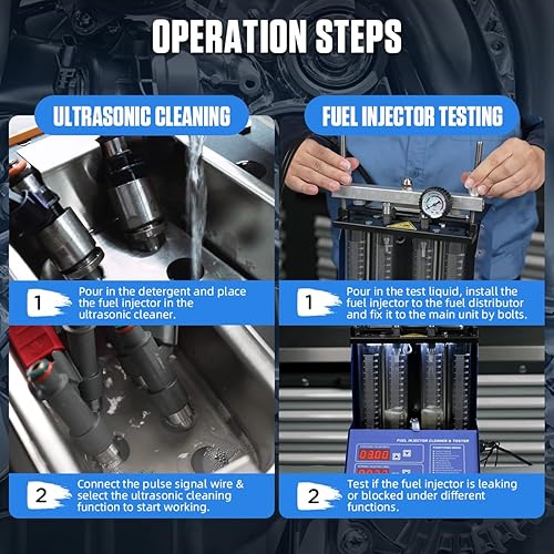 Miniatura 7 de Máquina limpiadora de inyector de combustible de 4 cilindros ultrasónico de inyector de combustible limpiador con 9 modos de prueba Kit de limpiador