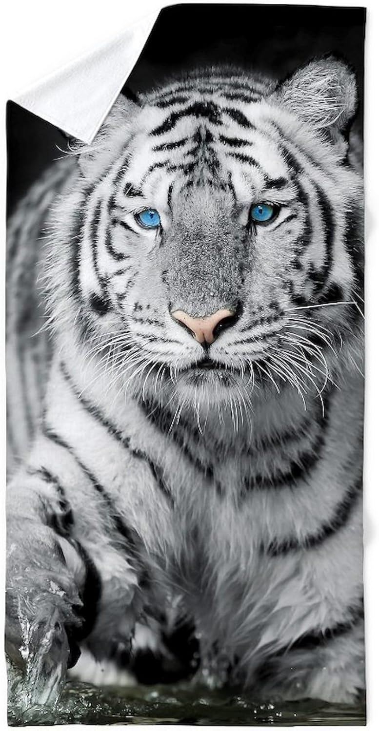 CafePress White Tiger 30"x60" Absorbent Cotton Back, Soft Beach, Pool Towel