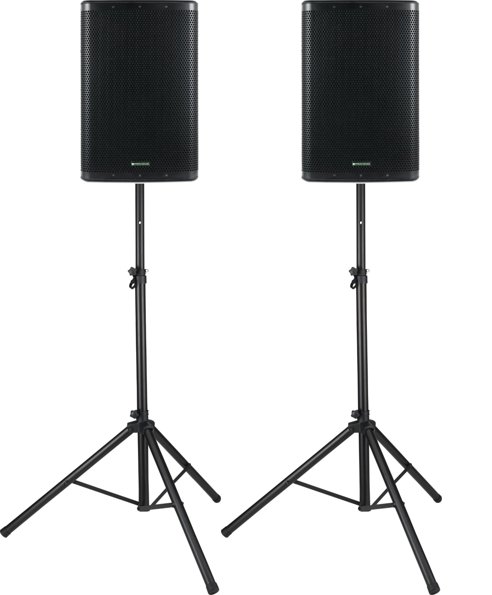Pronomic C-215 MP 15" Passivbox Stativ Set - 2 Passive 2-Wege Boxen inkl. Lautsprecherstativen aus Stahl - Belastbarkeit: je 350 Watt (RMS) - Impedanz: 8 Ohm - Max. SPL: 96 dB - Schwarz