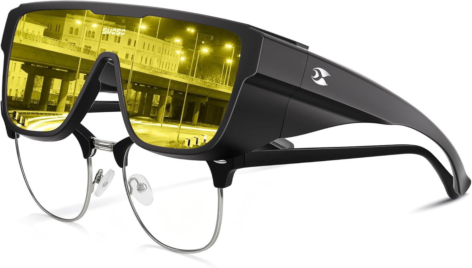 suoso Polarized Fit Over Glasses Sunglasses for Men Women Oversized Square Glasses UV Protection with Side Window Shields
