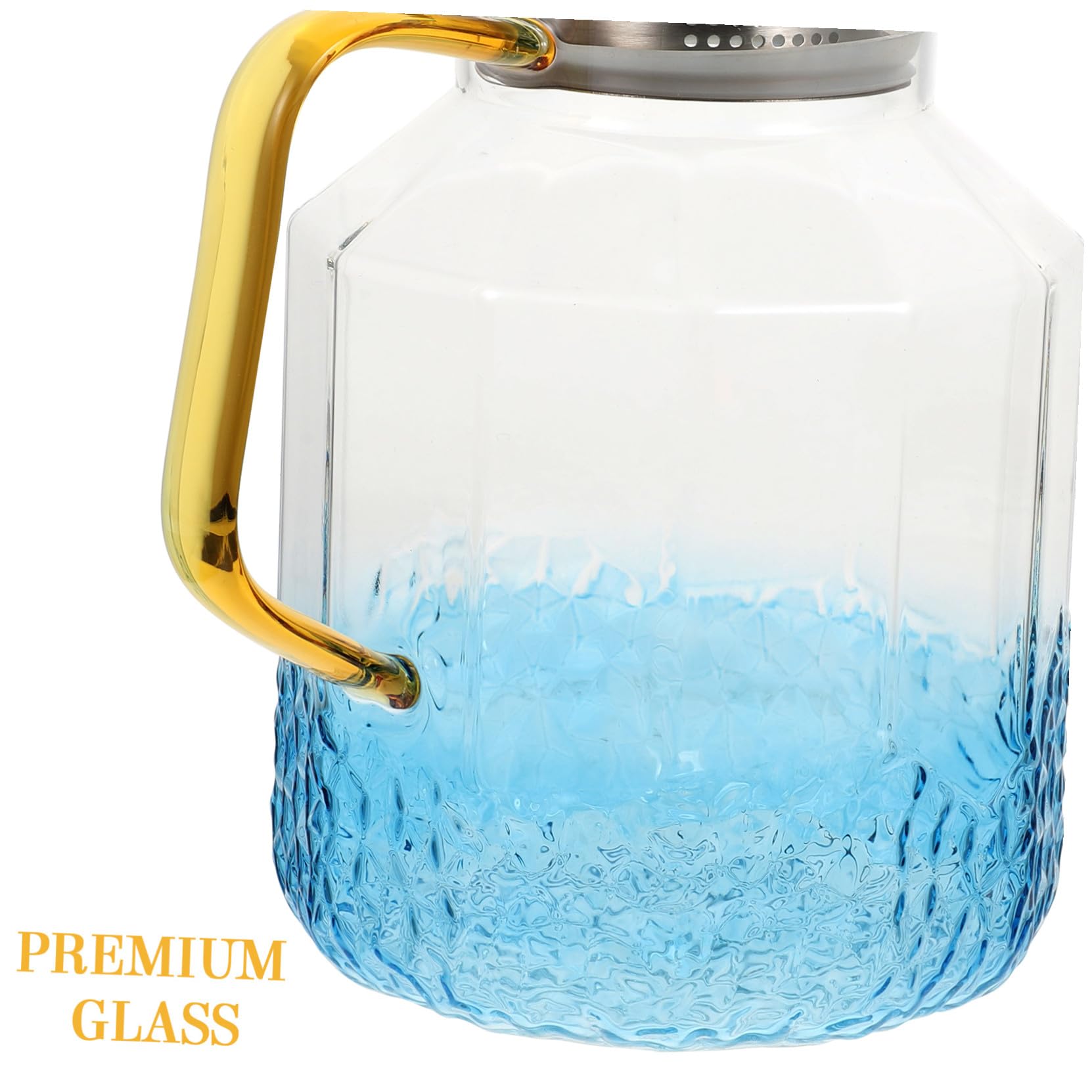 Jarra de Agua de Vidrio 1800ml con Tapa, Azul, de Uso Doméstico