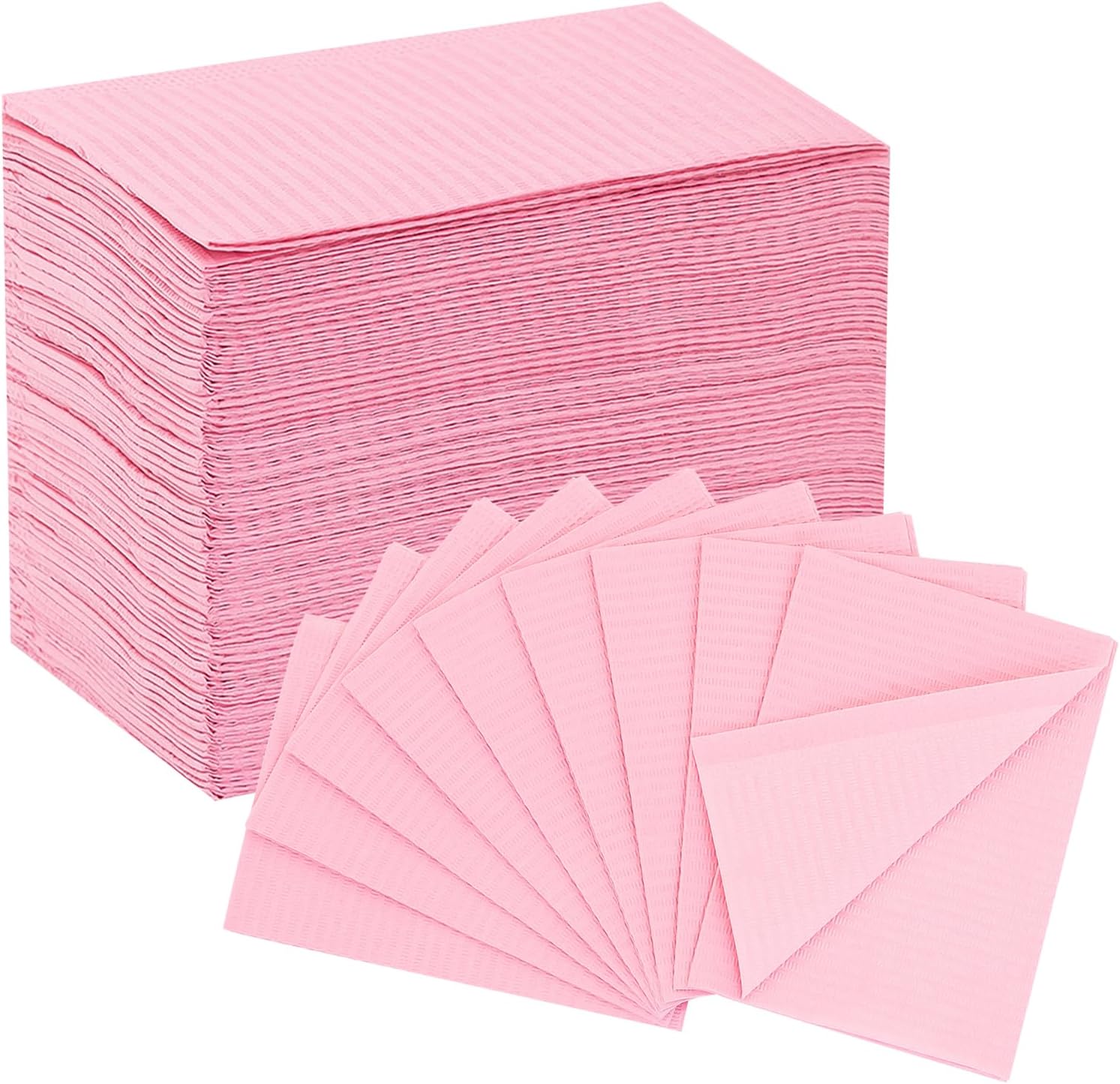 EZ TATTOO Dental Bibs Disposable 13"x18" - 125pcs 3 Ply Waterproof Tattoo Bibs Sheet for Nail Salon, Nail Tech Supplies and Lash Tech Must Haves for Tattoo Supplies and Dental Clinic (Pink)