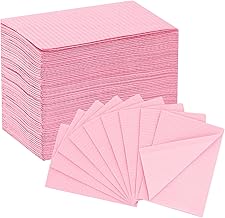 EZ TATTOO Disposable Dental Bibs 33cmx45cm - 125pcs Waterproof Tattoo Sheet 3 Layers for Manicure Salon, Technical Supplies for Nails and Eyelashes (Pink)