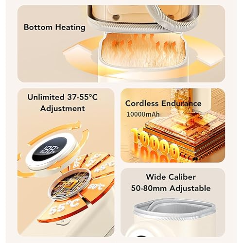 Miniatura 7 de BRRNOO Portable Bottle Warmer Fast Heating Adjustable Temperature Rechargeable Travel Baby Milk Water Warmer for Home Outdoor Use