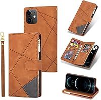 Vista 14 de UEEBAI Funda para iPhone 12 Mini de 5.4 pulgadas, 9 ranuras para tarjetas, cartera de cuero retro a prueba de golpes, con correa de mano, ranuras