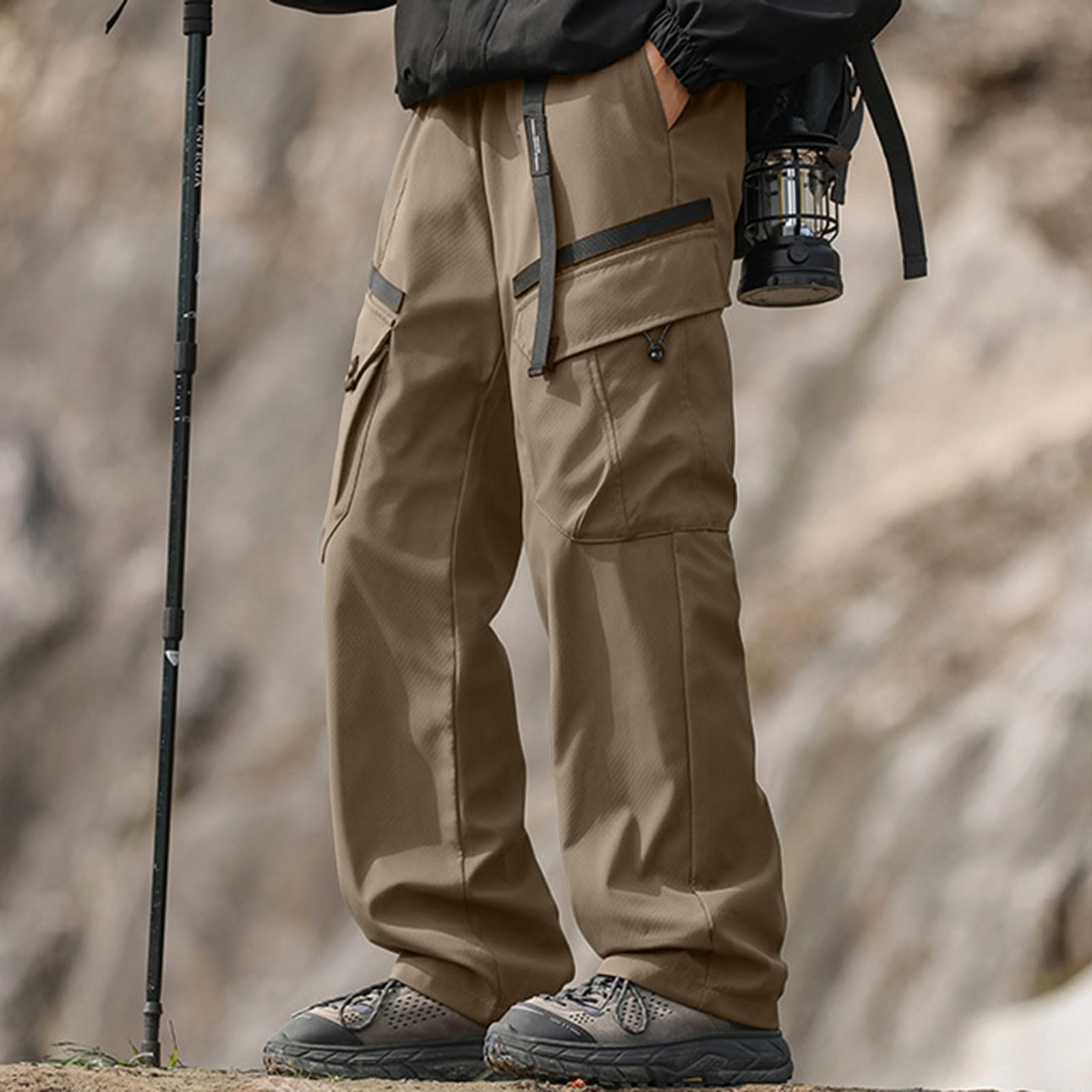 Generico Pantaloni da Lavoro Uomo Invernali Termici Impermeabili Pantaloni Multifunzione per Trekking,Morbidi Elastici Antivento Pants da Sci Uomo Baggy Piumino D'Anatra Staccabile in Y2k