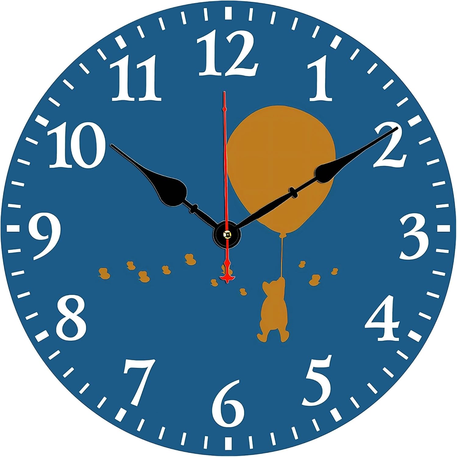 12 Inch Animal Balloon Round Wall Clock – Silent Non Ticking Wooden Cartoon Clock with Cute Animal and Balloon Design, Battery Operated Wall Clocks Kids Decor for Nursery, Bedroom, Playroom