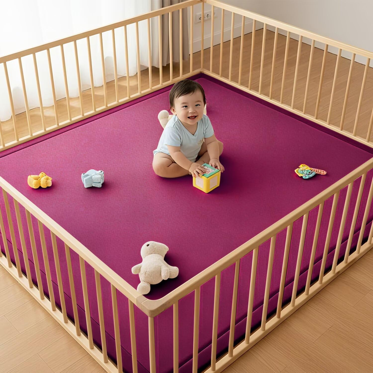 Alfombra para Niños Antideslizante Mejorada, Alfombras Gruesa de 3CM para Habitación Infantil, Alfombra de Gateo Suave Ideal para Bebés (Rojo, 140 * 200CM)