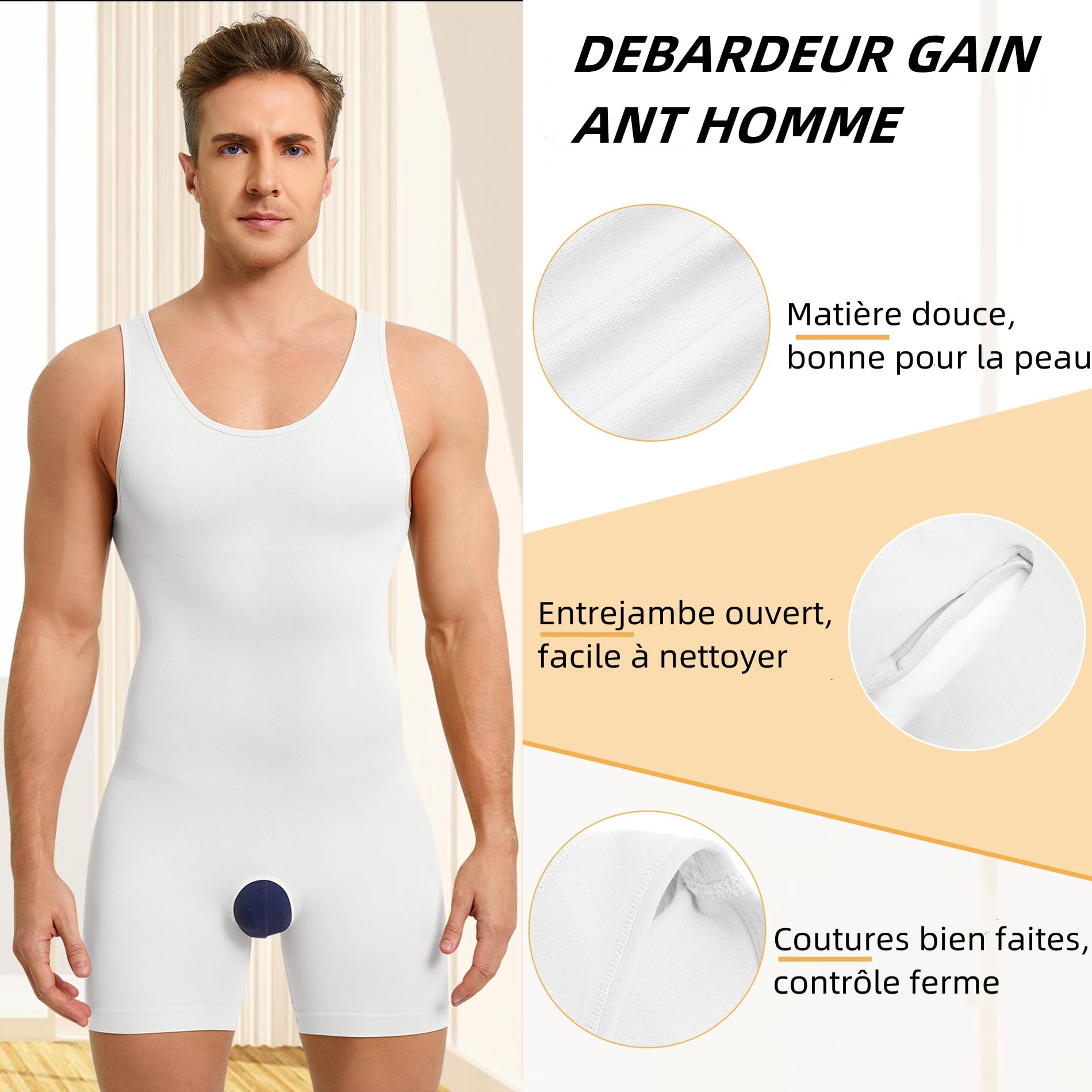 Bafully Débardeur Gainant Homme Débardeur de Compression Homme Maillot de Corps Gaine Ventre Plat Homme Gainant Minceur sous-vêtements sans Couture