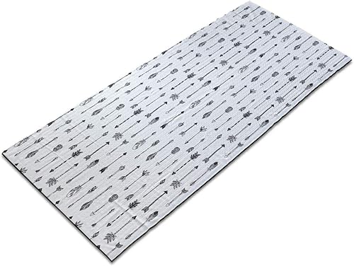 Lunarable Tribal Yoga Mat Towel, Hand Drawn Continuous Pattern of Tribal Flourish Arrows Print, Non-Slip Sweat Absorbent Yoga Pilates Workout Pad