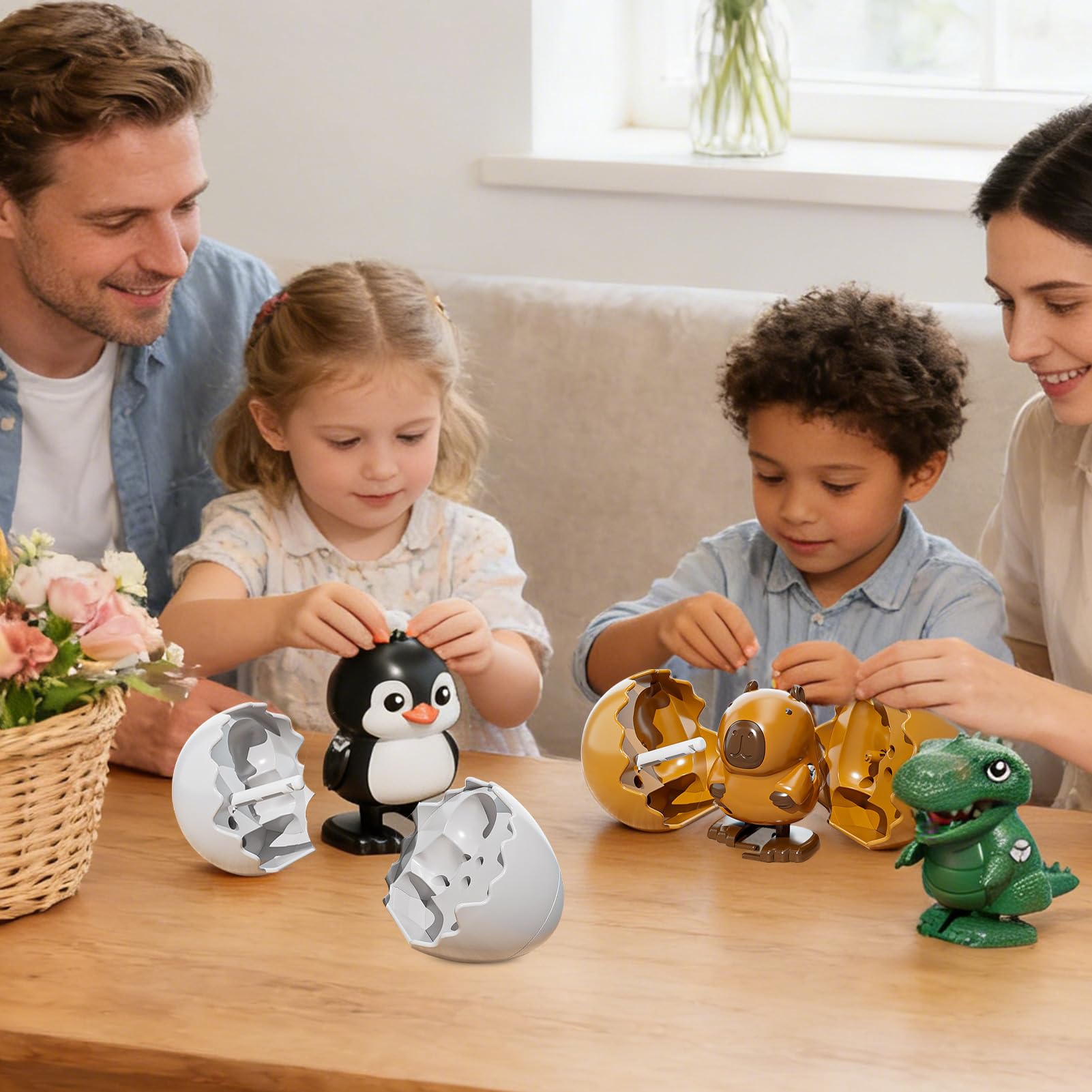 GZWY Aufziehbare Tier-Überraschungseier, Ostern Wind-Up Animal Hatching Surprise Egg, Wiederverwendbares Uhrwerk-Spaß-Tierspielzeug, Drehen Sie das Ei, um EIN laufendes Tier auszubrüten (A)