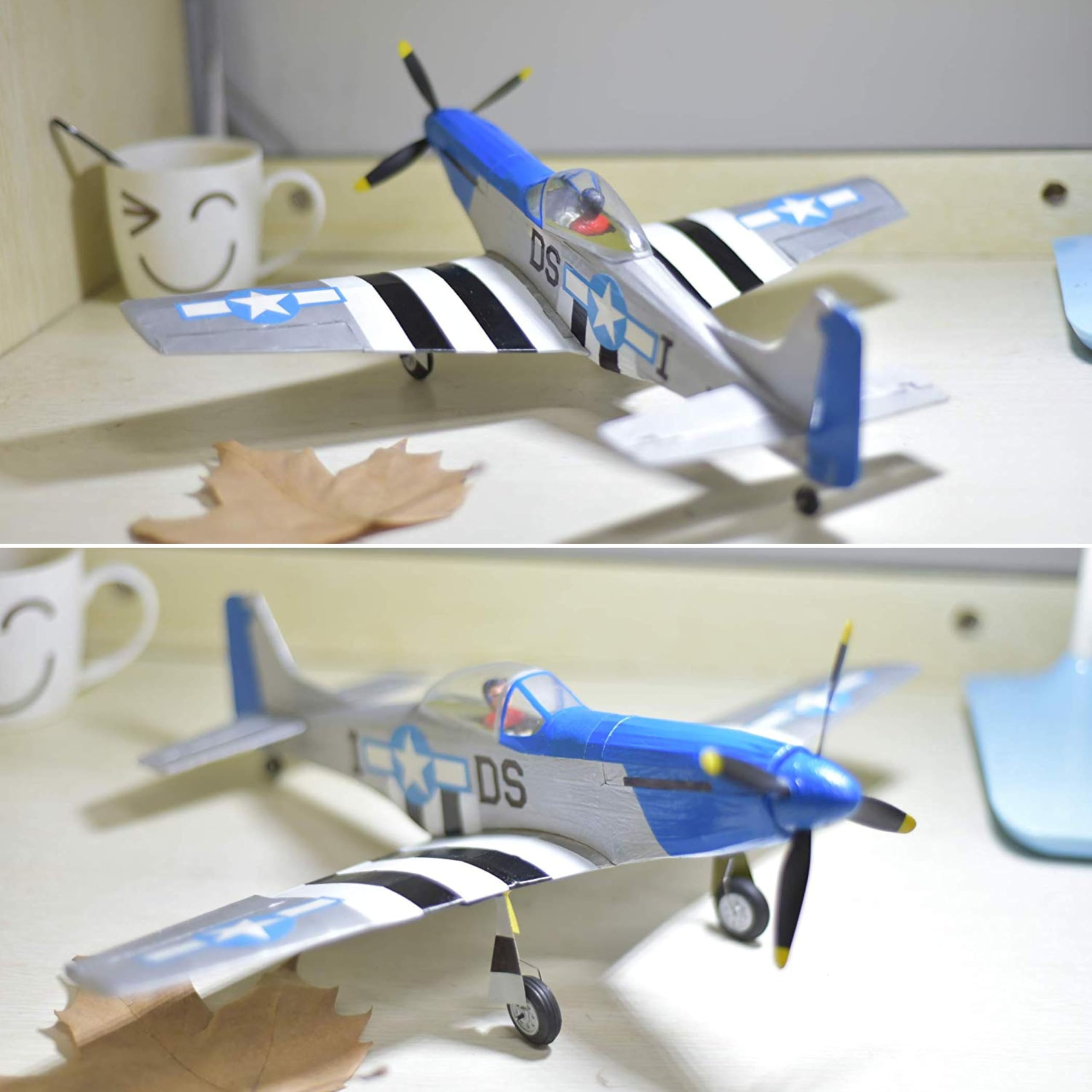 P-51 D Mustang Slow Flyer zestaw modelarski samolotu, skala 1:30, rozpiętość skrzydeł 400 mm, model samolotu RC, drewniany samolot do samodzielnego budowania, laserowe elementy z drewna balsy, 400 x