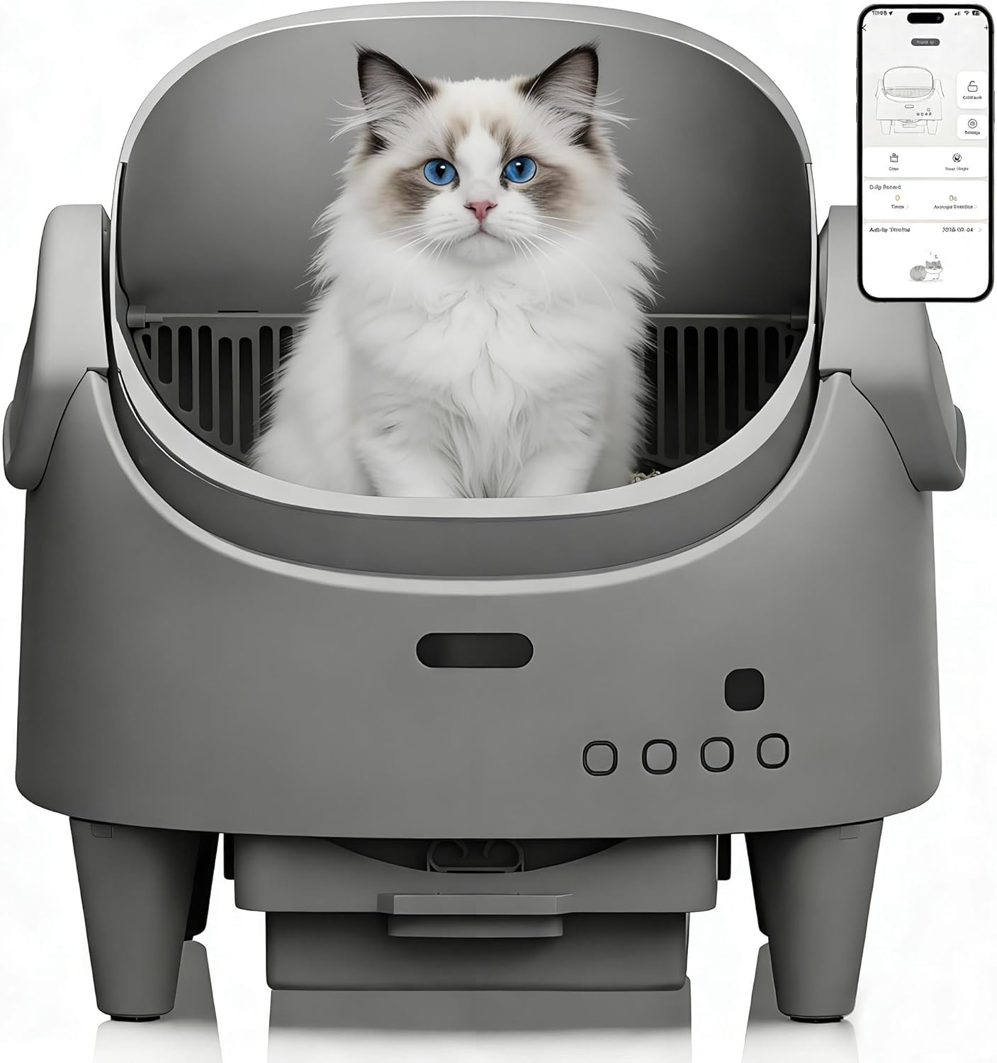 Automatic Cat Litter Box, Top-Open Self Cleaning Cat Litter Box with 15-Layer Safety Protection, Smart App Control, Large Capacity & Odor Control, Multi-Cat Friendly Electric Litter Box