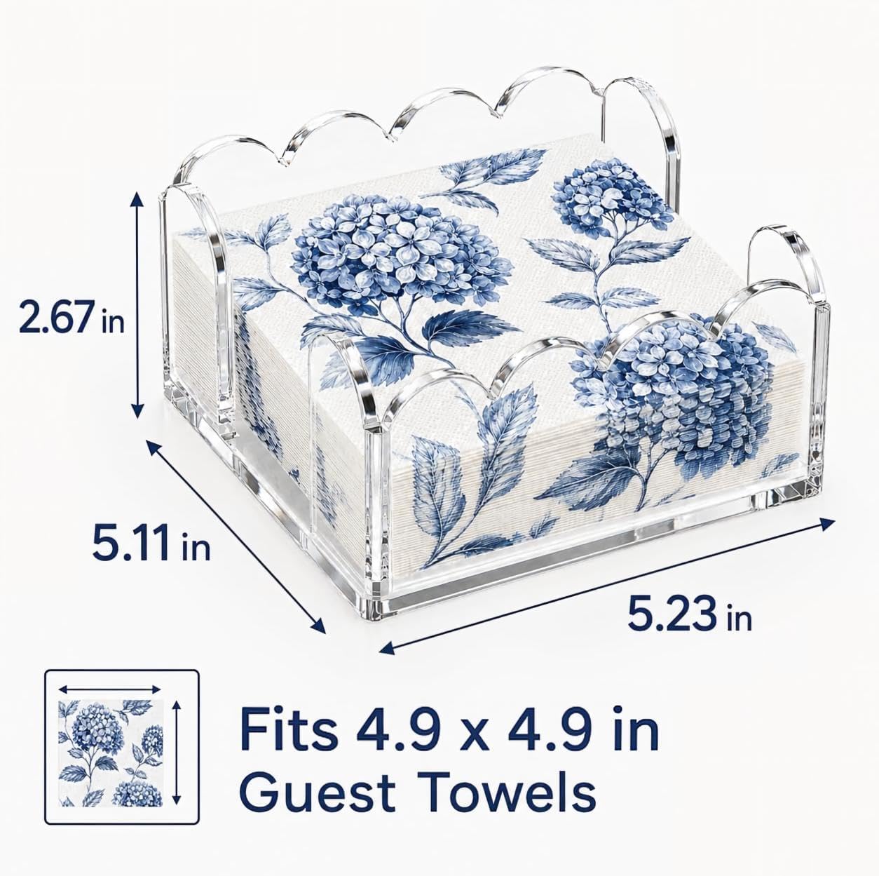 Acrylic Napkin Holder, Scalloped Guest Towel Holder For Paper Napkins,Clear image 4
