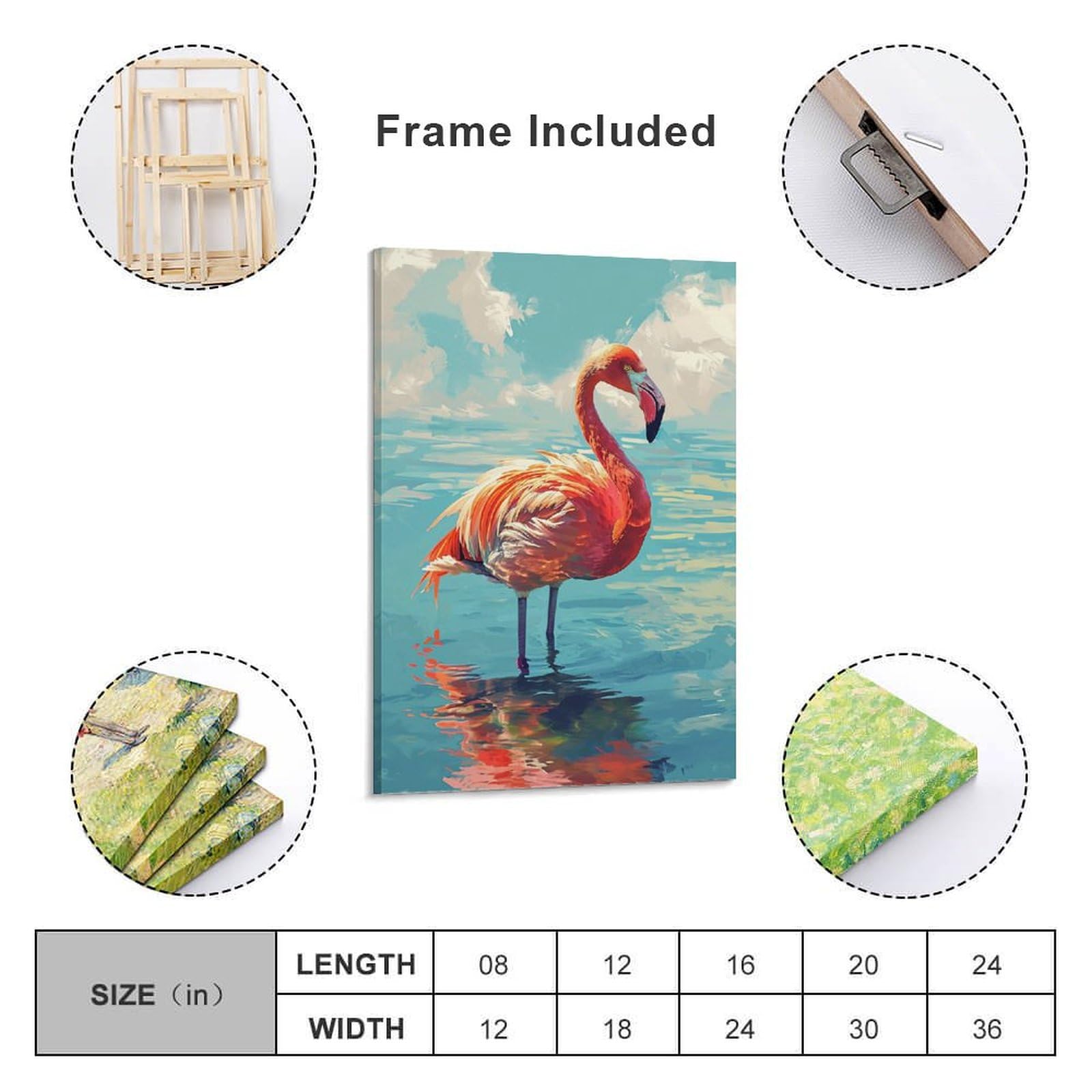 Amazon.co.jp: 絵画 フラミンゴインテリア 絵画 動物の油絵イラスト