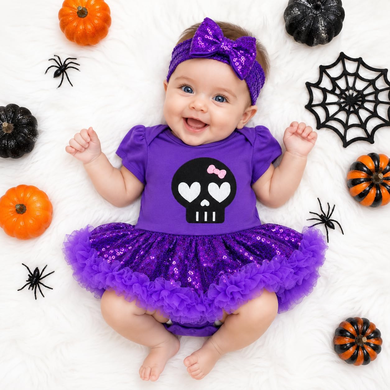 Petitebella Black Skull Face Bodysuit Tutu Baby Dress Nb-18m