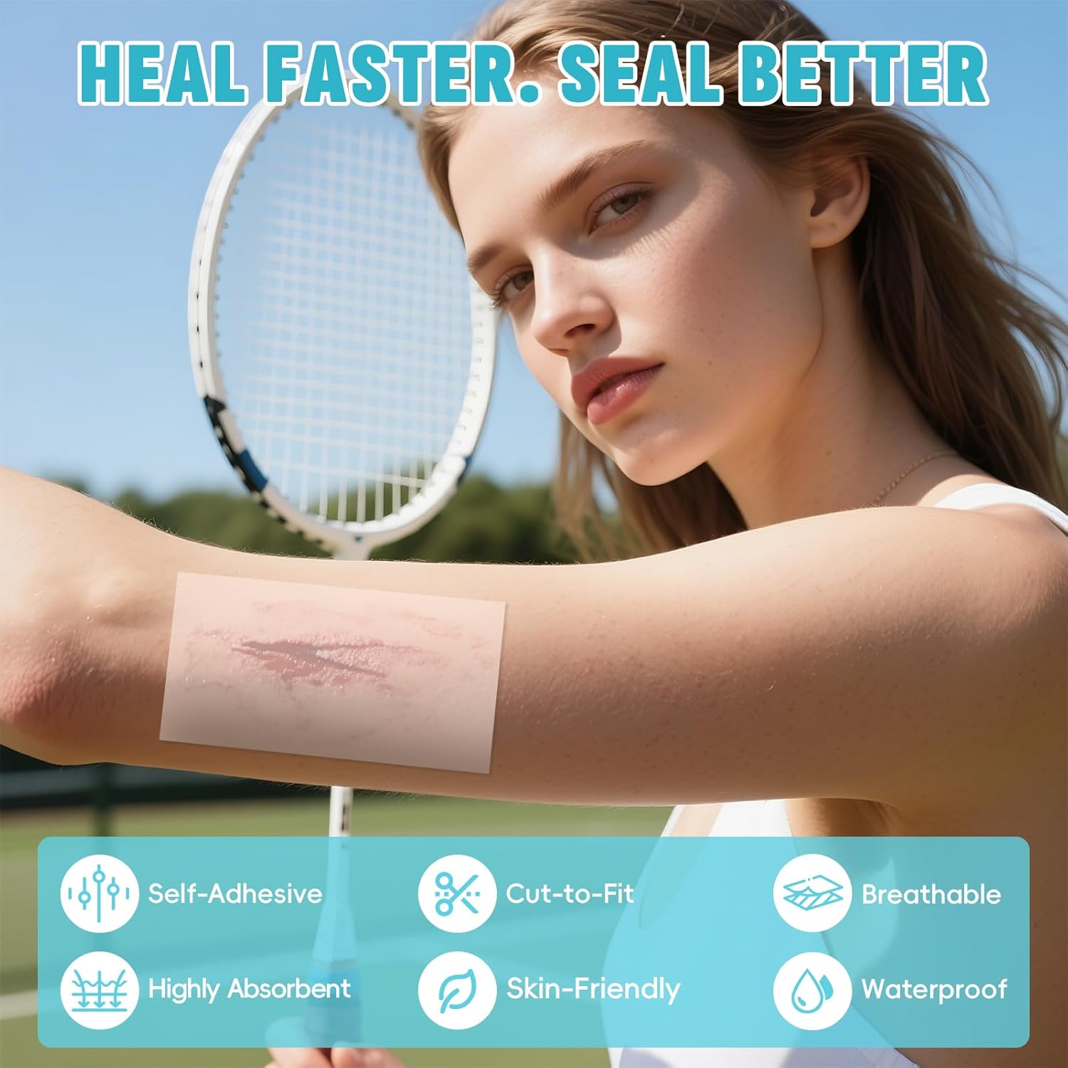 3-Pack Hydrocolloid Roll (4in x 10ft Each) – Cut-to-Size Extra Large Bandage Tape for Sensitive Skin – Waterproof Wound Care Dressing for First Aid, Acne, Burns, Blisters (30ft Total)