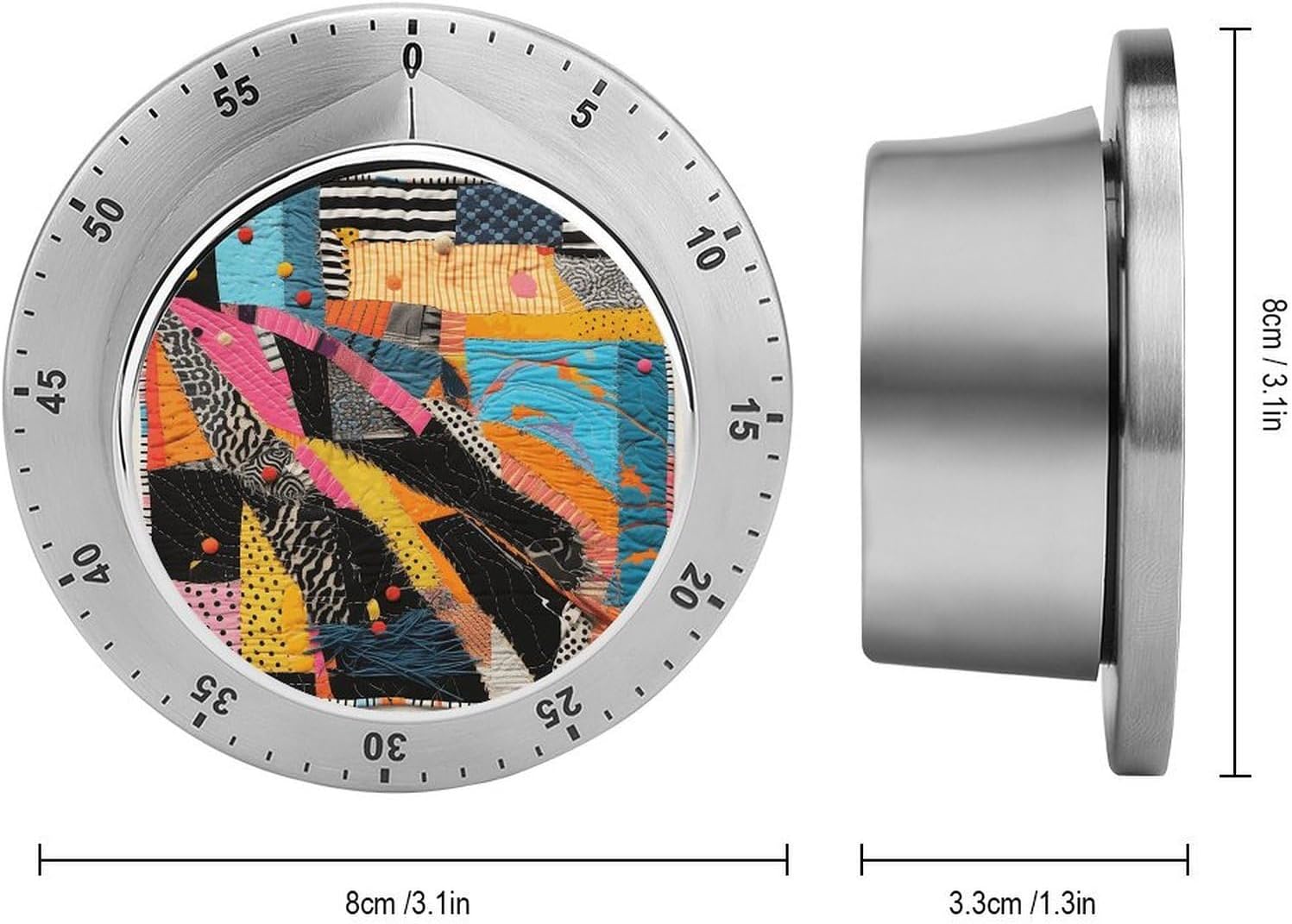 A Colorful Quilt Timer Magnetic Backing 100% Mechanical Desk Timers Wind Up 60 Minutes Manual Countdown Timers No Batteries Required Kitchen Timer for Cooking